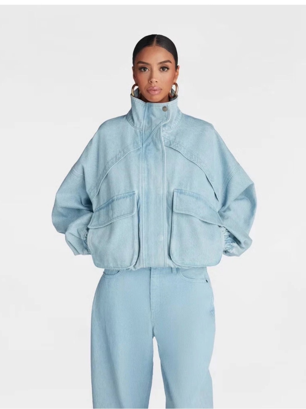 KBB by Kahlana Light Blue Oversized Zip-Up Jacket